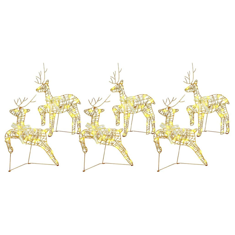 vidaXL LED rénszarvasok 180 LED-del 6 pcs Arany PET