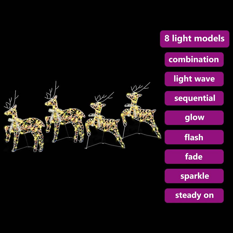 vidaXL LED rénszarvasok 80 LED-del 4 pcs Többszínű PET