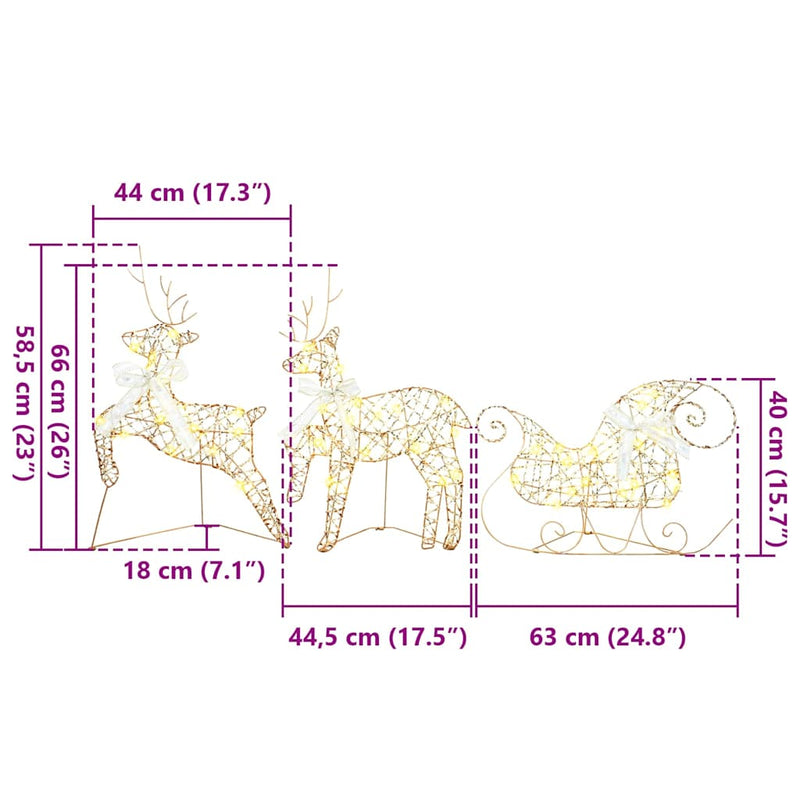 vidaXL LED rénszarvasok 40 LED-del 5 pcs Arany PET