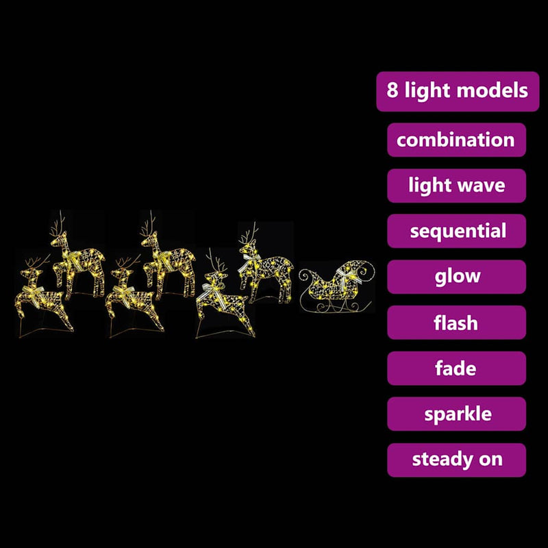 vidaXL LED rénszarvasok 40 LED-del 7 pcs Arany PET