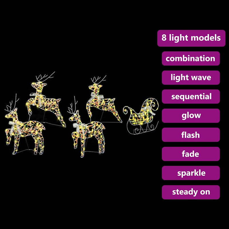 vidaXL LED rénszarvasok 40 LED-del 5 pcs Többszínű PET