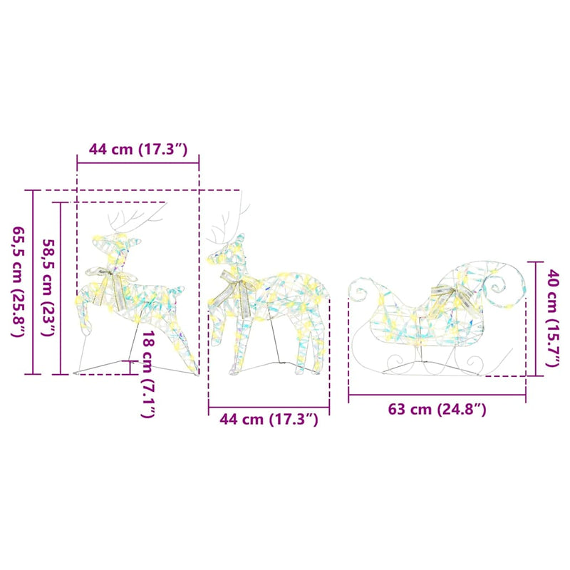 vidaXL LED rénszarvasok 40 LED-del 5 pcs Többszínű PET
