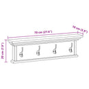 vidaXL Fali Kabáthorog Természetes 70 x 10 x 20 cm Tömör Teakfa