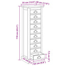 vidaXL Fiókos szekrény fiókkal Barna 35 x 30 x 110 cm Tömör Teakfa