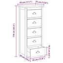 vidaXL Fiókos szekrény fiókkal Barna 45 x 35 x 110 cm Tömör Teakfa