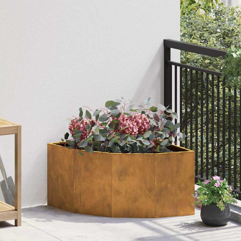 vidaXL Sarok Virágtartó Rozsdás 60 x 60 x 35 cm időjárásálló acél