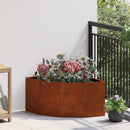 vidaXL Sarok Virágtartó Rozsdás 60 x 60 x 35 cm időjárásálló acél