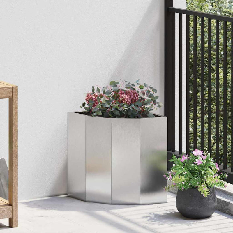 vidaXL Sarok Virágtartó Ezüst 30 x 30 x 35 cm Rozsdamentes acél