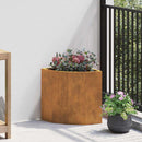 vidaXL Sarok Virágtartó Rozsdás 30 x 30 x 35 cm időjárásálló acél