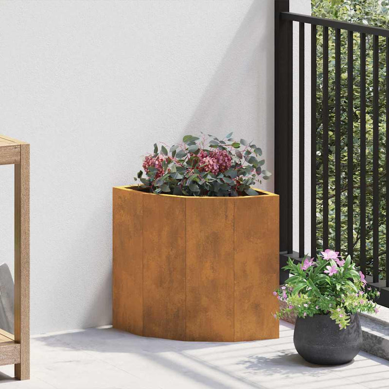 vidaXL Sarok Virágtartó Rozsdás 30 x 30 x 35 cm időjárásálló acél
