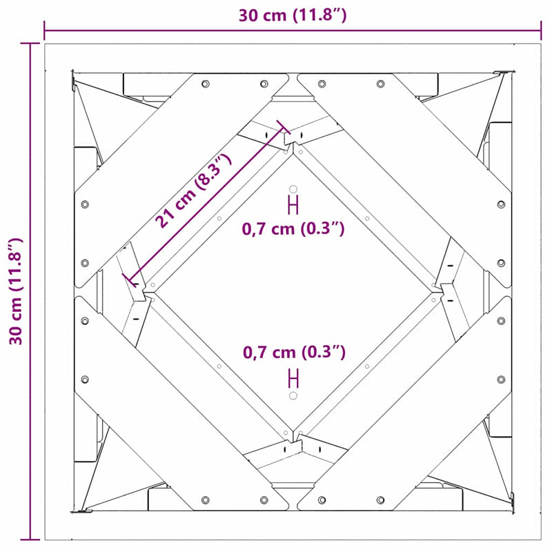 vidaXL Növénytartó Fekete 30 x 30 x 75 cm Acél