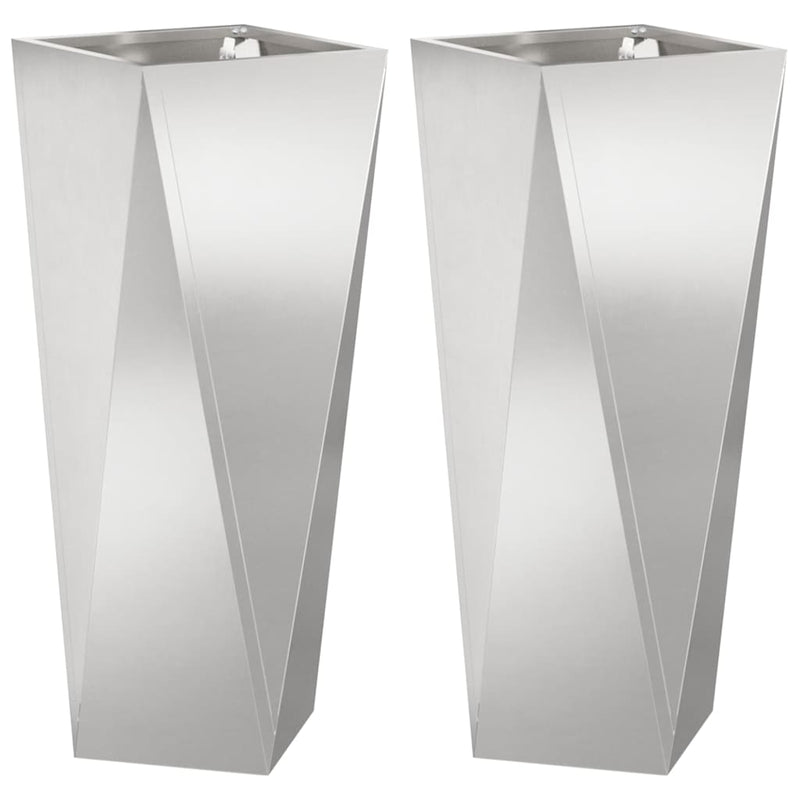 vidaXL Növénytartó 2 pcs Ezüst 30 x 30 x 75 cm Rozsdamentes acél