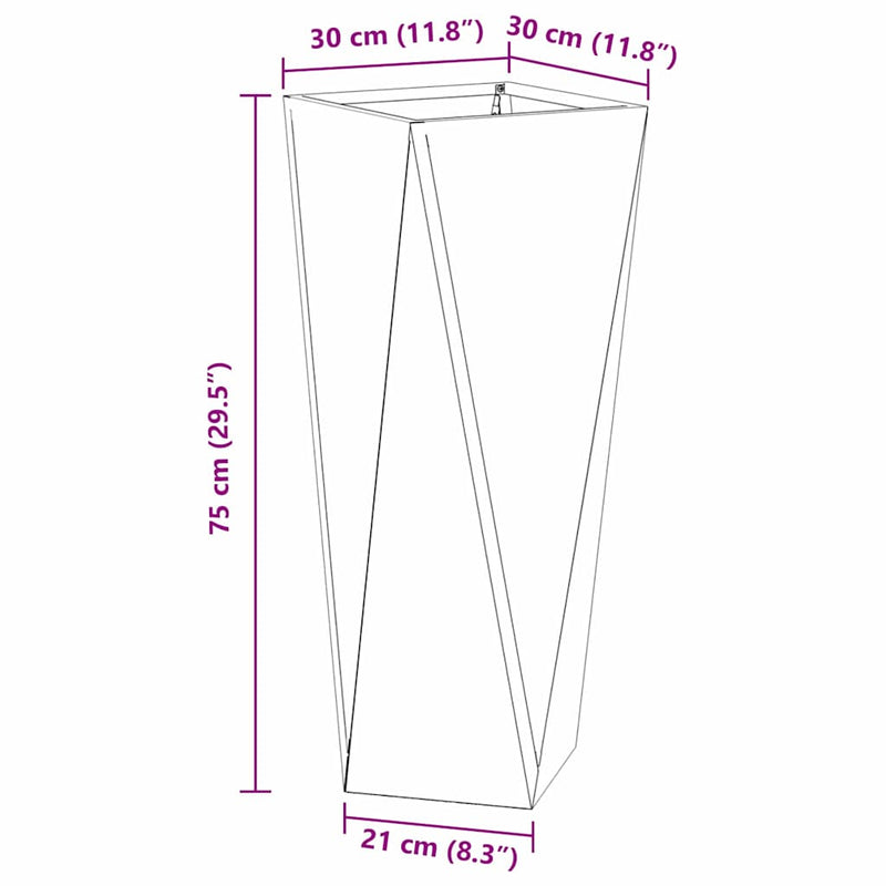 vidaXL Növénytartó 2 pcs Ezüst 30 x 30 x 75 cm Horganyzott acél