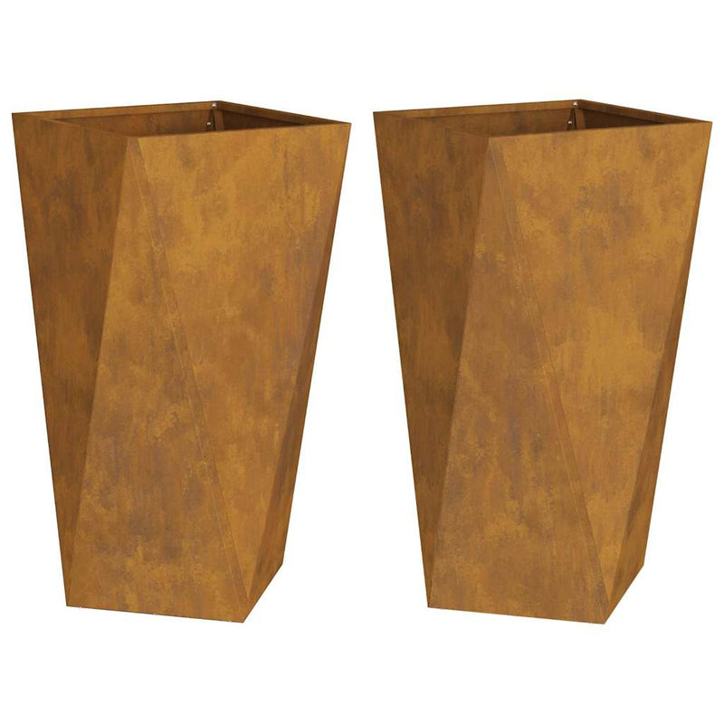 vidaXL Növénytartó 2 pcs Rozsdás 40 x 40 x 75 cm Időjárásálló acél