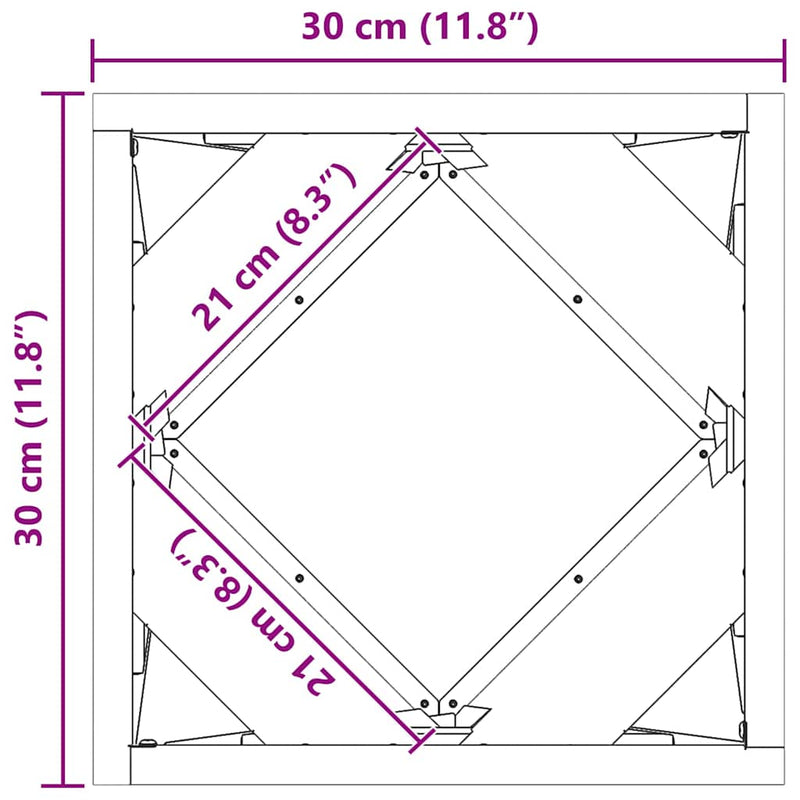 vidaXL Növénytartó Fehér 30 x 30 x 30 cm Acél