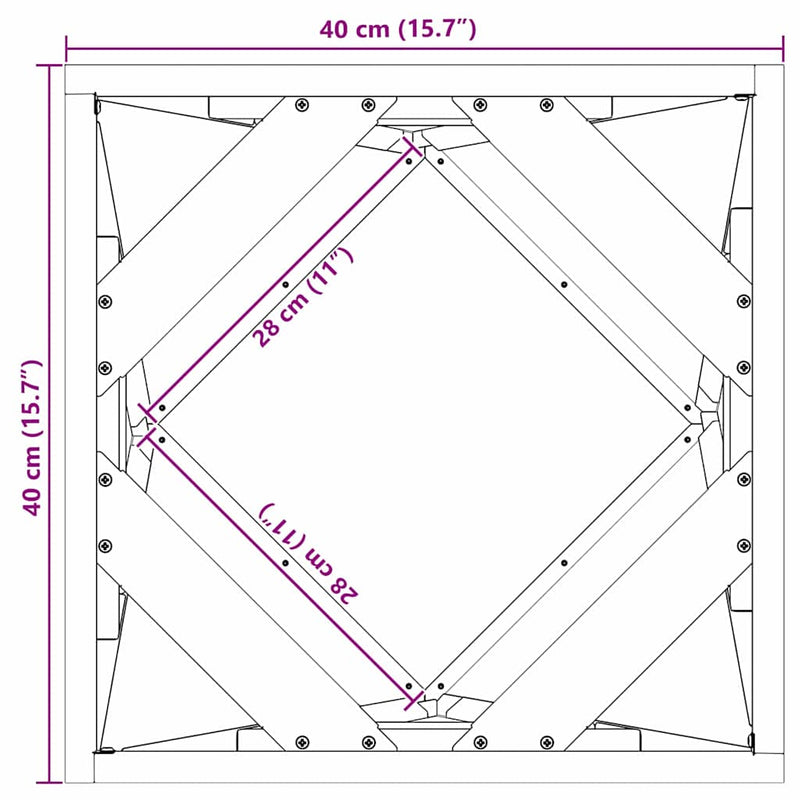 vidaXL Növénytartó Fekete 40 x 40 x 40 cm Acél