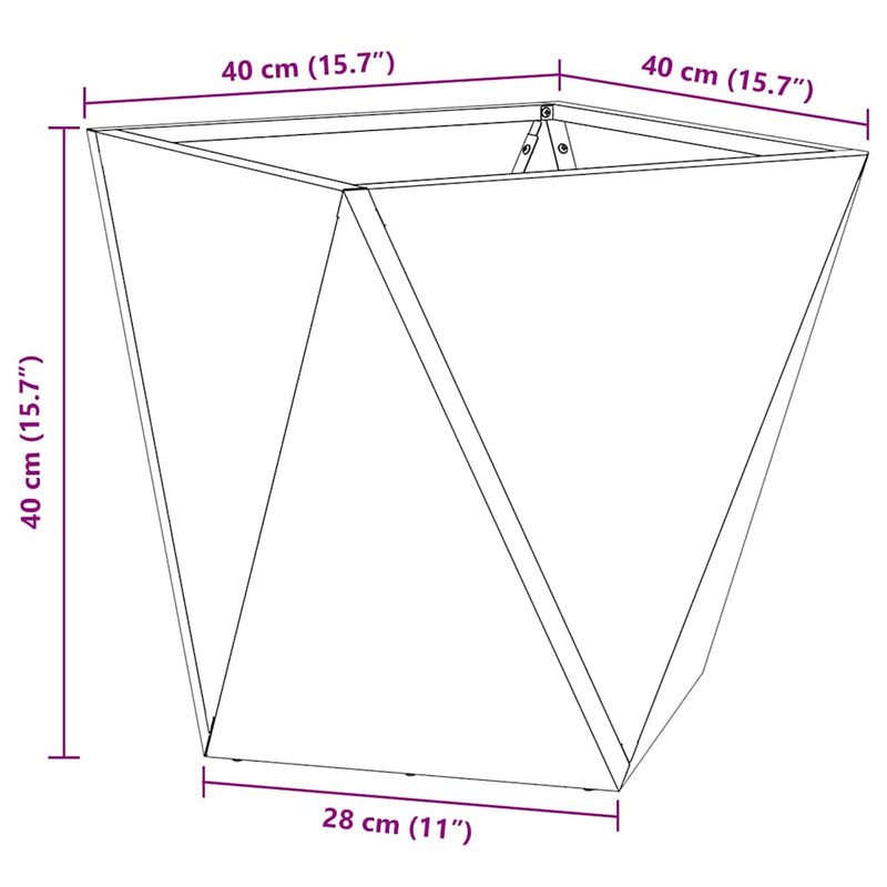 vidaXL Növénytartó 2 pcs Rozsdás 40 x 40 x 40 cm Időjárásálló acél