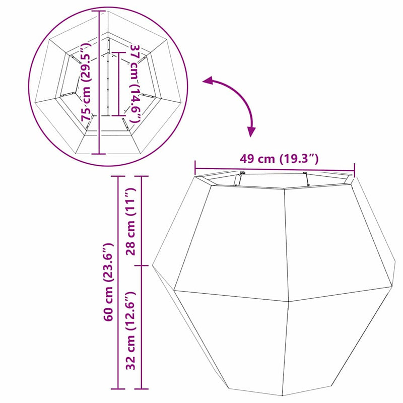 vidaXL Növénytartó 2 pcs Ezüst 75 x 75 x 60 cm Rozsdamentes acél