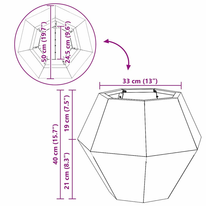 vidaXL Növénytartó 2 pcs Ezüst 50 x 50 x 40 cm Horganyzott acél