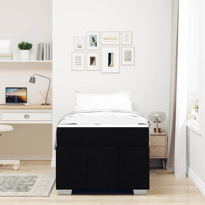 vidaXL Ágykeret matracmal Fekete 90 x 200 cm szövet