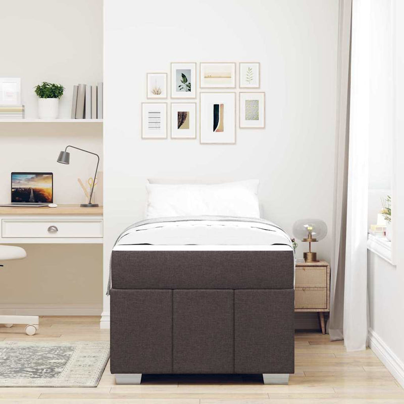 vidaXL Ágykeret matracmal sötétbarna 90 x 200 cm szövet