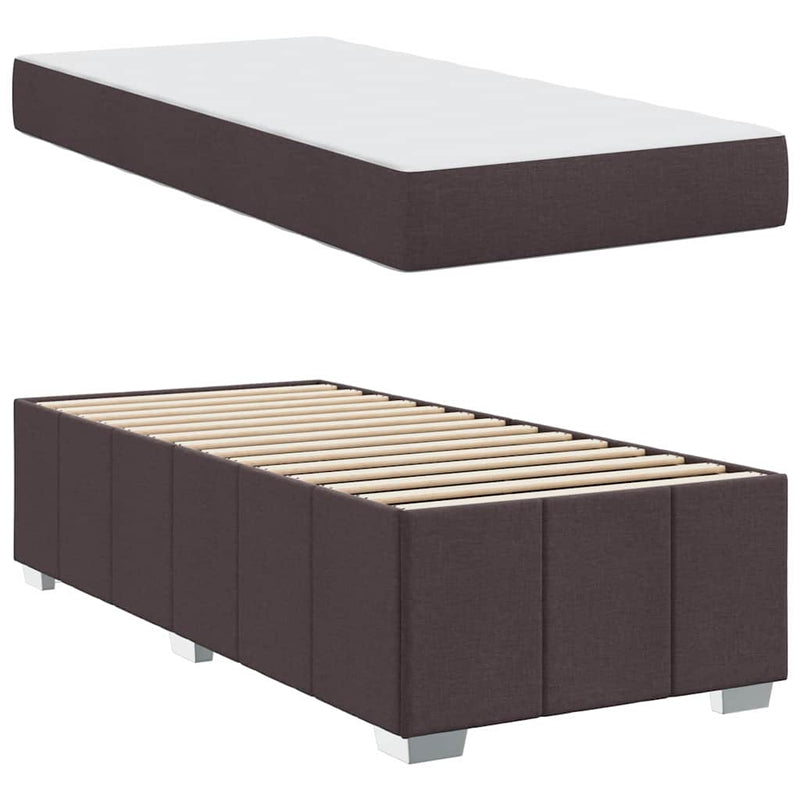 vidaXL Ágykeret matracmal sötétbarna 90 x 200 cm szövet