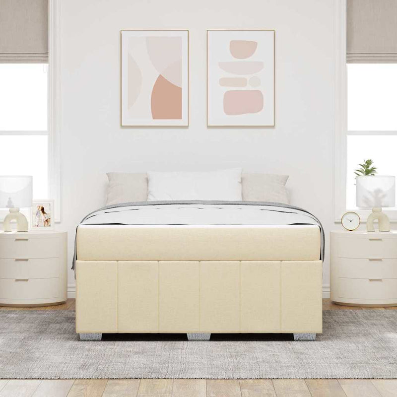 vidaXL Ágykeret matracmal Krém 140 x 200 cm szövet