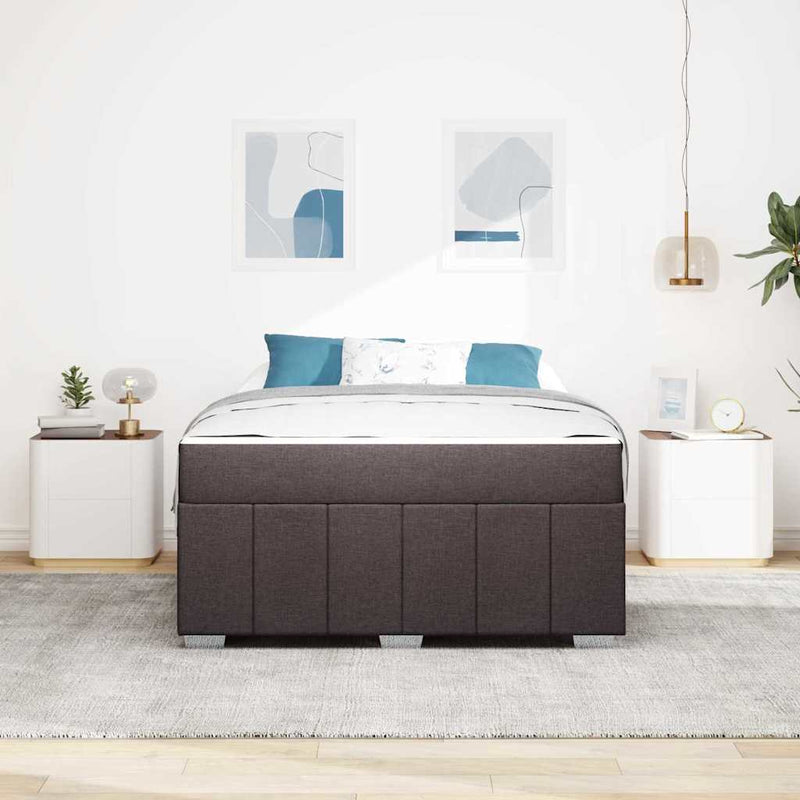 vidaXL Ágykeret matracmal sötétbarna 160 x 200 cm szövet
