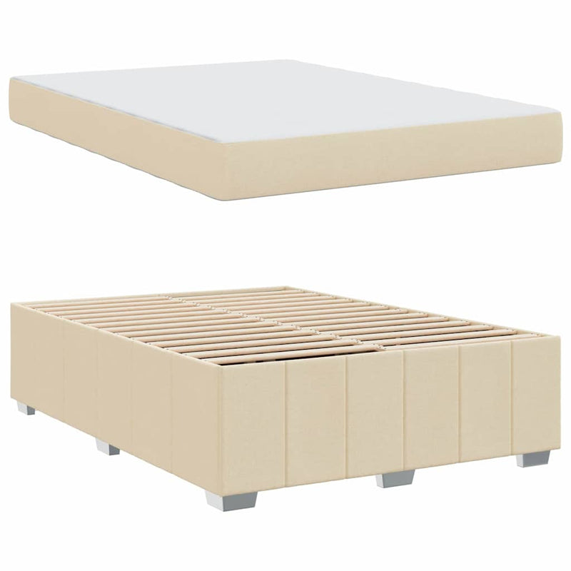 vidaXL Ágykeret matracmal Krém 160 x 200 cm szövet