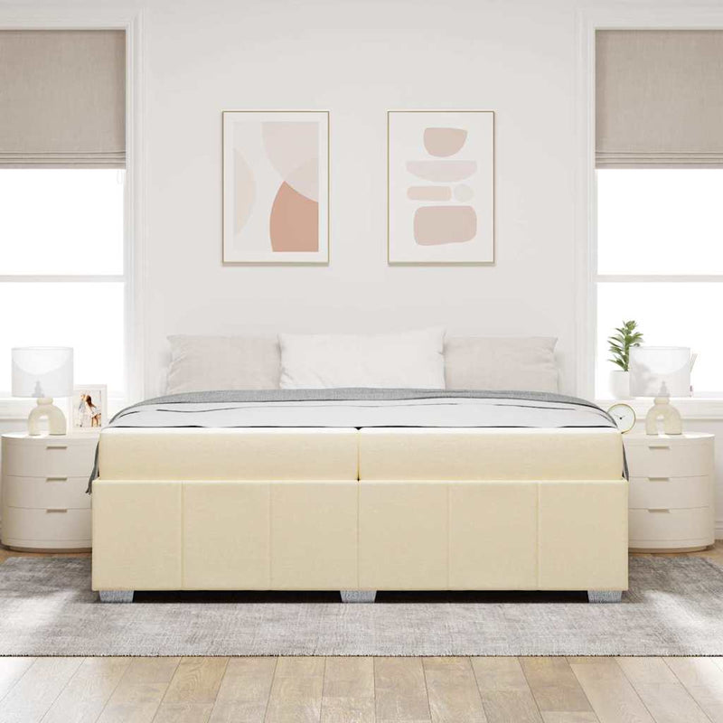 vidaXL Ágykeret matracmal Krém 200 x 200 cm szövet