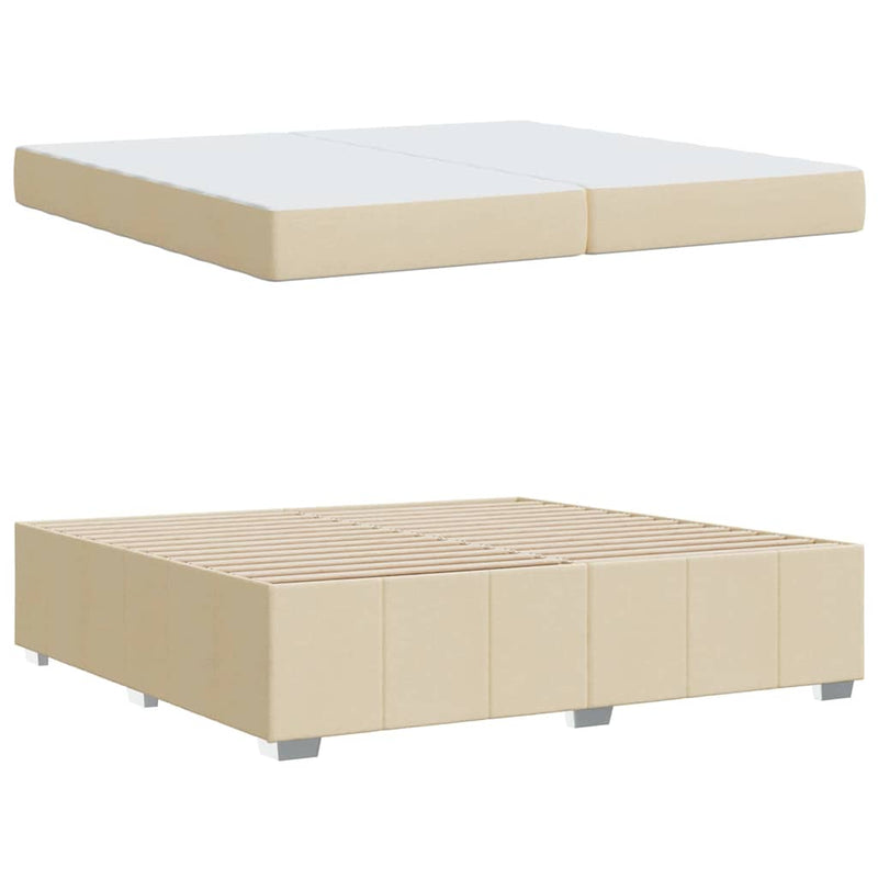 vidaXL Ágykeret matracmal Krém 200 x 200 cm szövet