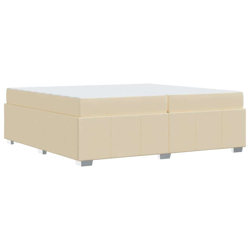 vidaXL Ágykeret matracmal Krém 200 x 200 cm szövet