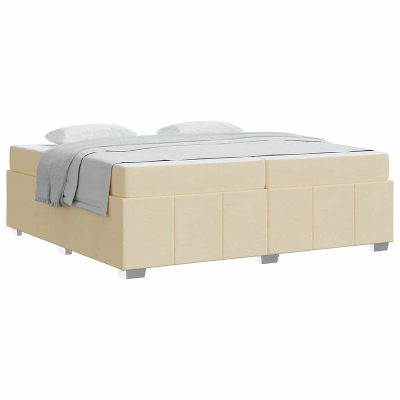 vidaXL Ágykeret matracmal Krém 200 x 200 cm szövet
