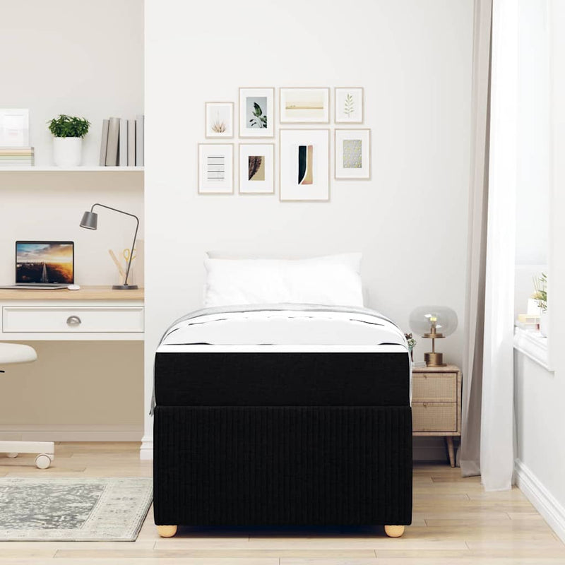 vidaXL Ágykeret matraccal matracmal Fekete 90 x 190 cm szövet