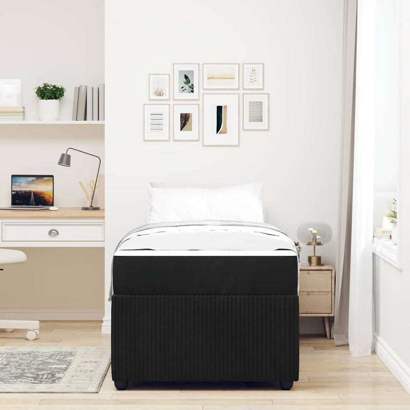 vidaXL Ágykeret matraccal matracmal Fekete 90 x 190 cm Bársony