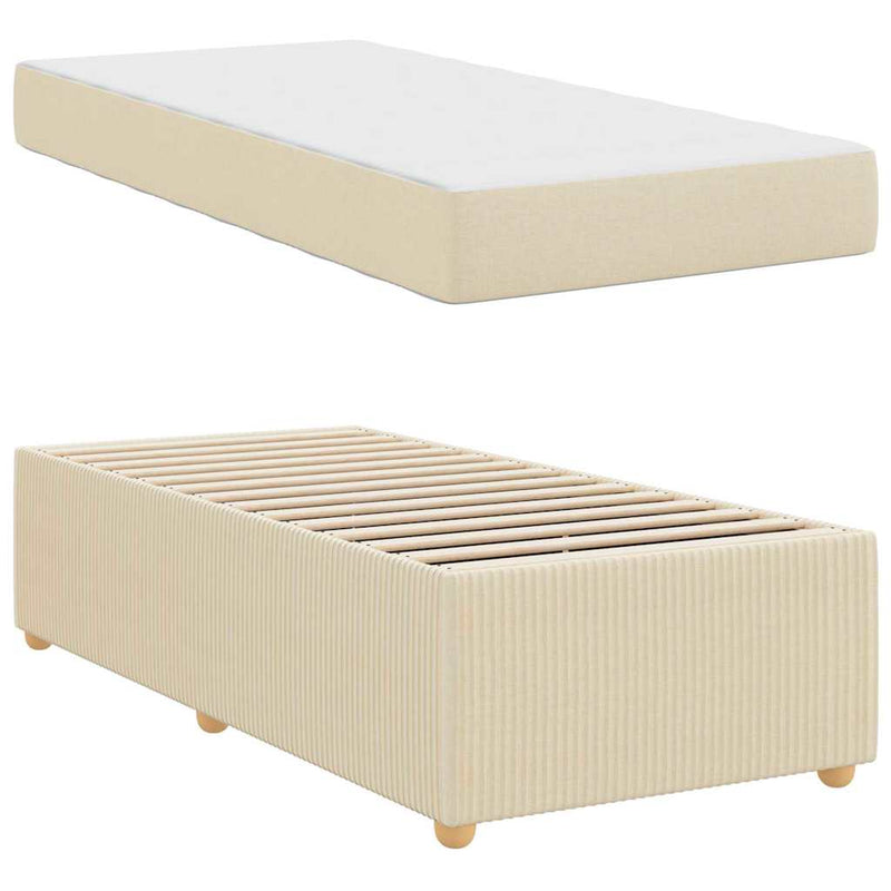 vidaXL Ágykeret matraccal matracmal Krém 90 x 200 cm szövet