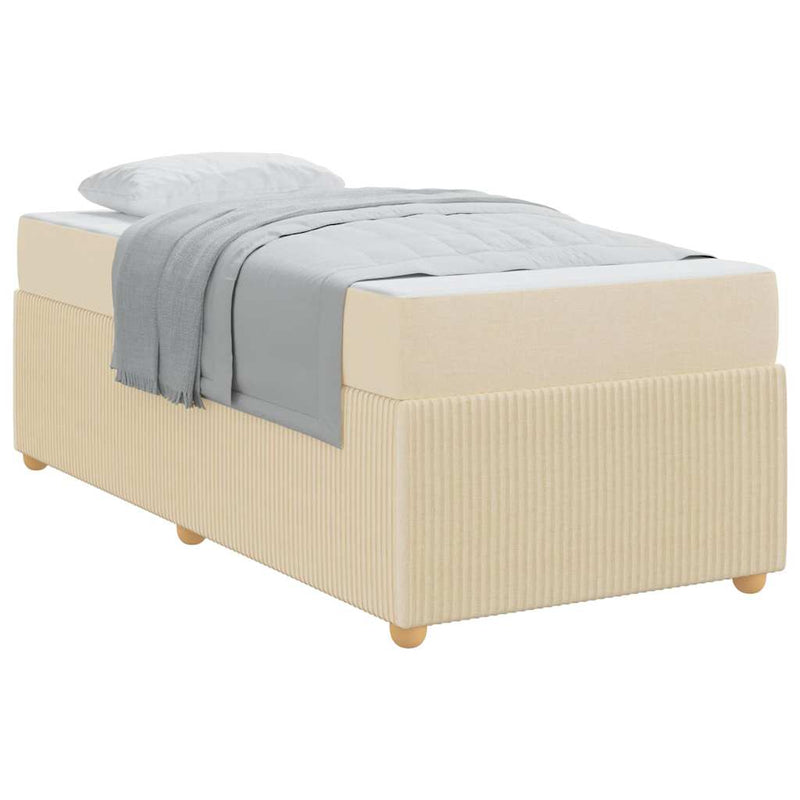 vidaXL Ágykeret matraccal matracmal Krém 90 x 200 cm szövet