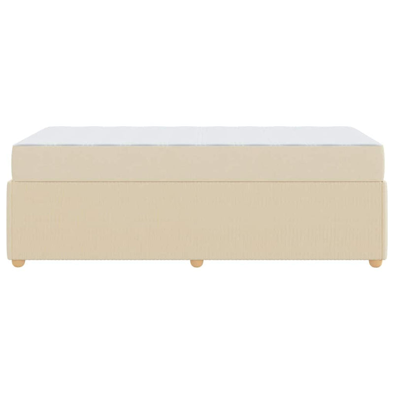 vidaXL Ágykeret matracmal Krém 90 x 200 cm szövet