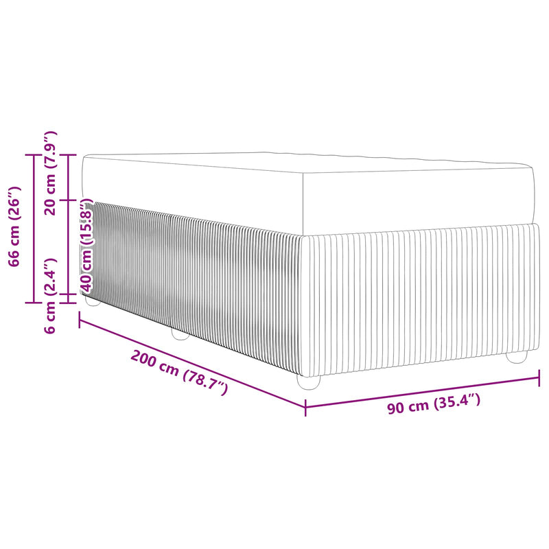 vidaXL Ágykeret matracmal Krém 90 x 200 cm szövet