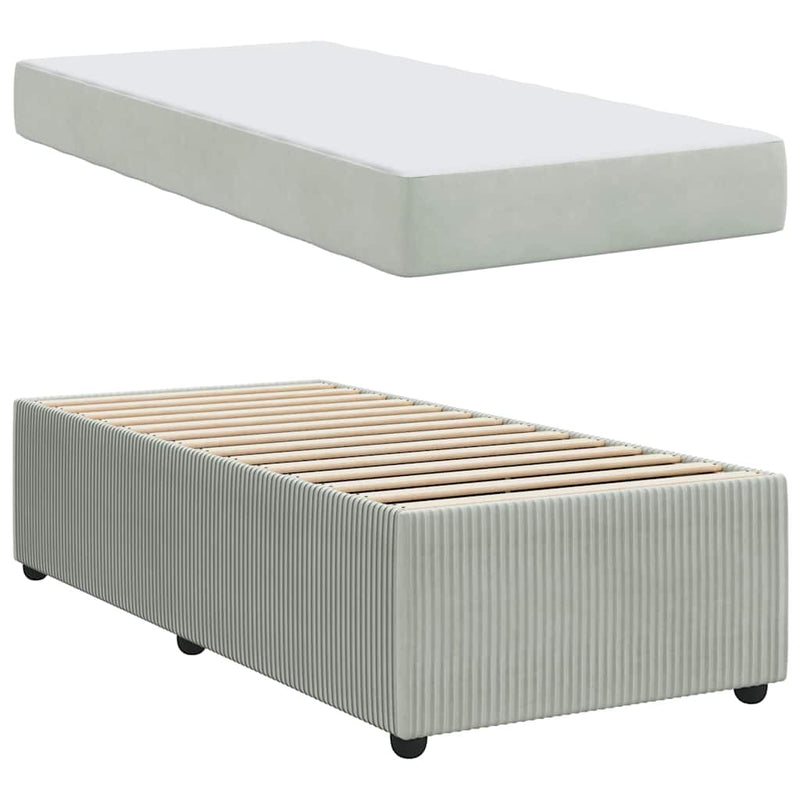 vidaXL Ágykeret matraccal matracmal Világosszürke 90 x 200 cm Bársony