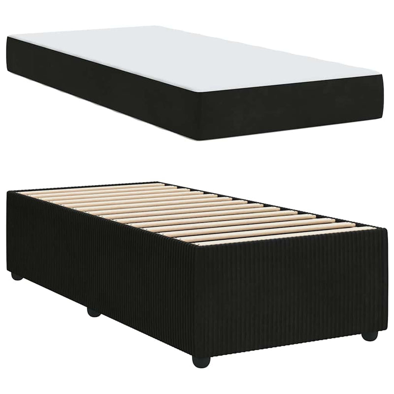 vidaXL Ágykeret matraccal matracmal Fekete 90 x 200 cm Bársony