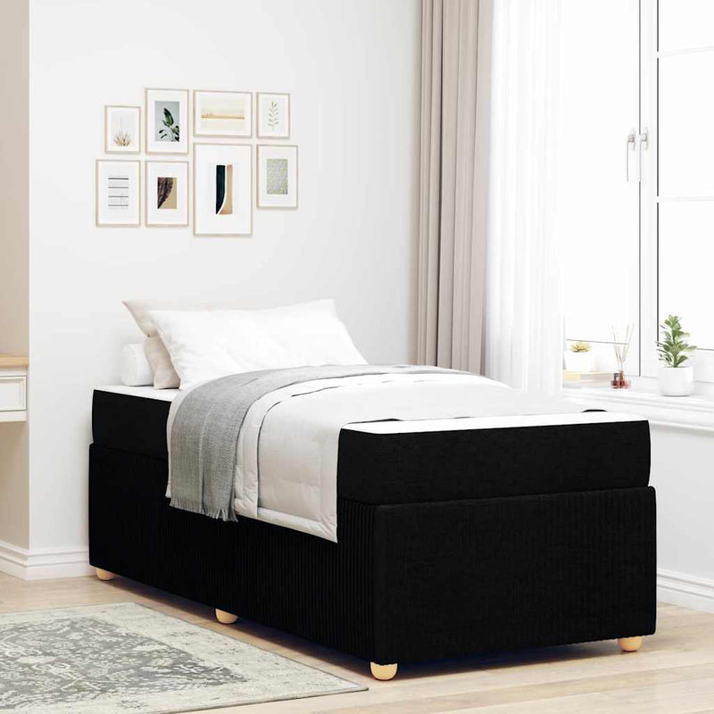 vidaXL Ágykeret matraccal matracmal Fekete 100 x 200 cm szövet