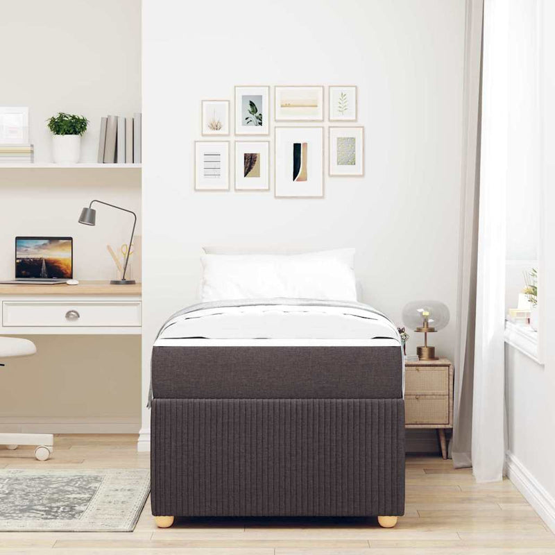 vidaXL Ágykeret matraccal matracmal sötétbarna 100 x 200 cm szövet