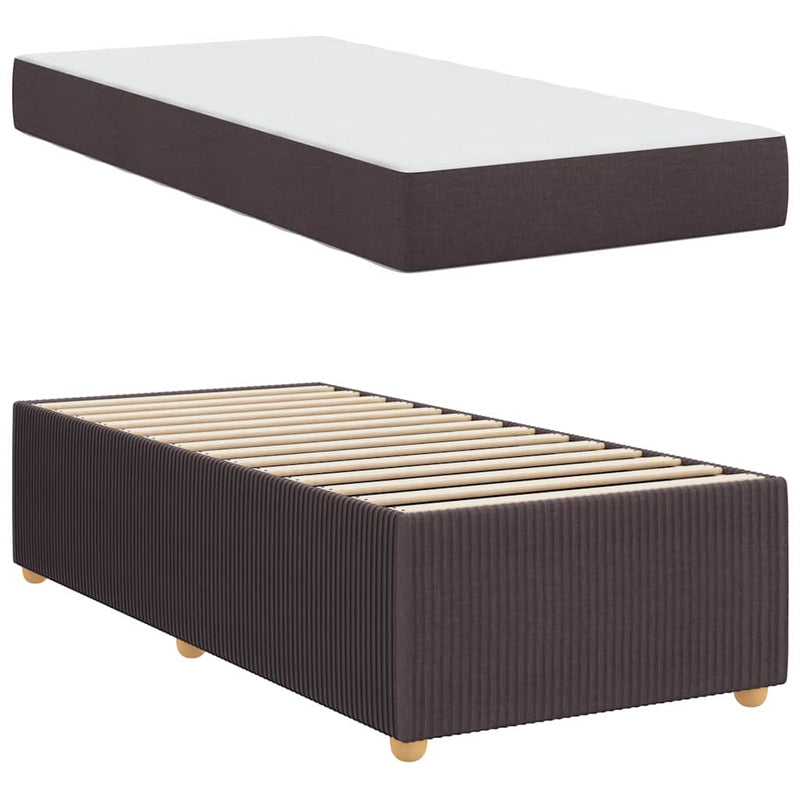 vidaXL Ágykeret matraccal matracmal sötétbarna 100 x 200 cm szövet