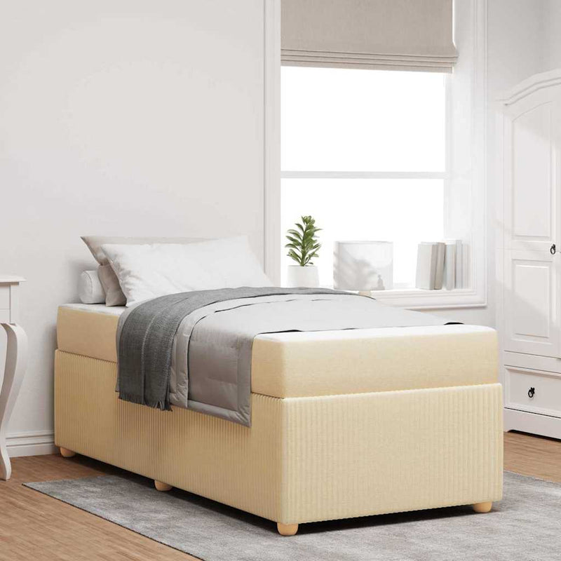 vidaXL Ágykeret matraccal matracmal Krém 100 x 200 cm szövet
