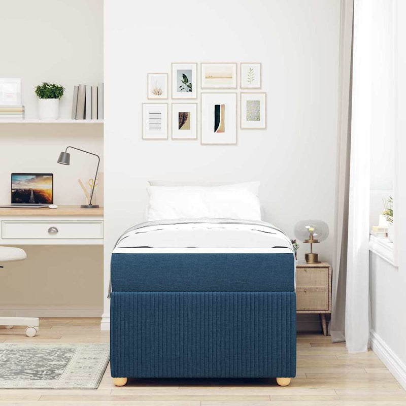 vidaXL Ágykeret matraccal matracmal Kék 100 x 200 cm szövet