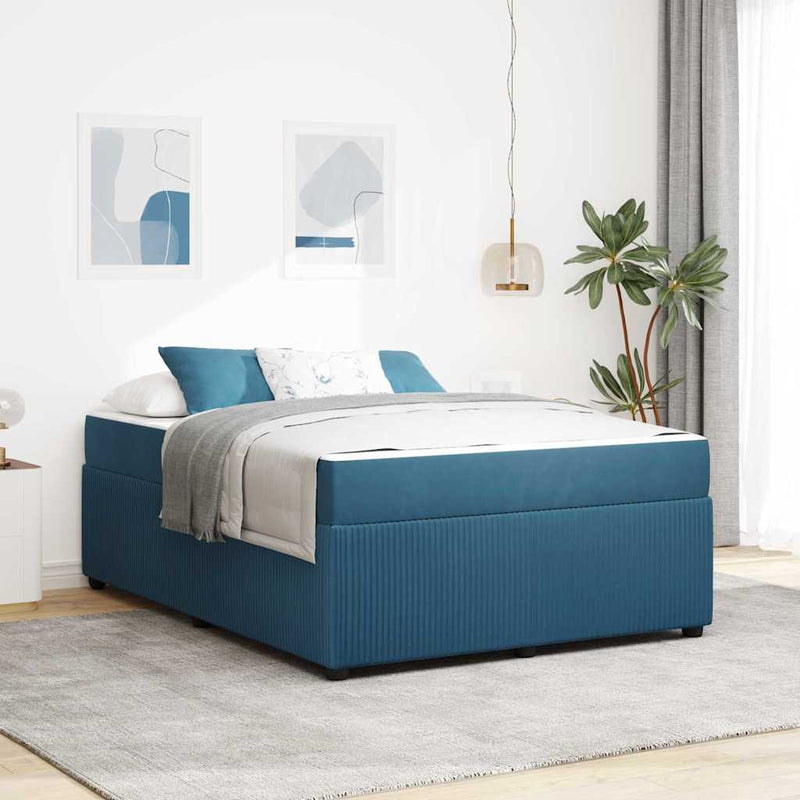 vidaXL Ágykeret matraccal matracmal Kék 160 x 200 cm Bársony