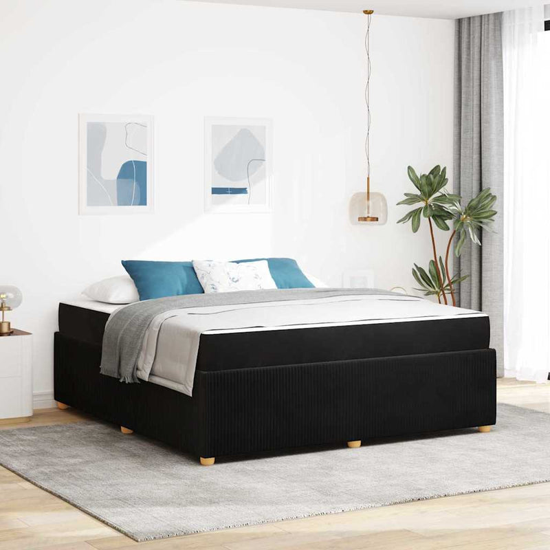 vidaXL Ágykeret matraccal matracmal Fekete 180 x 200 cm Bársony