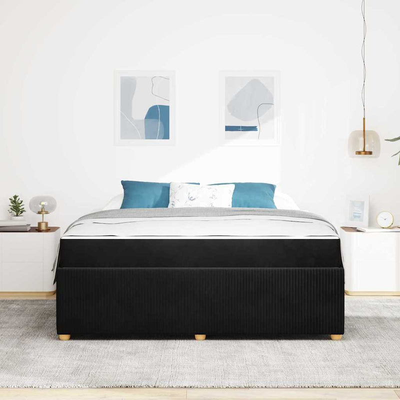 vidaXL Ágykeret matraccal matracmal Fekete 180 x 200 cm Bársony