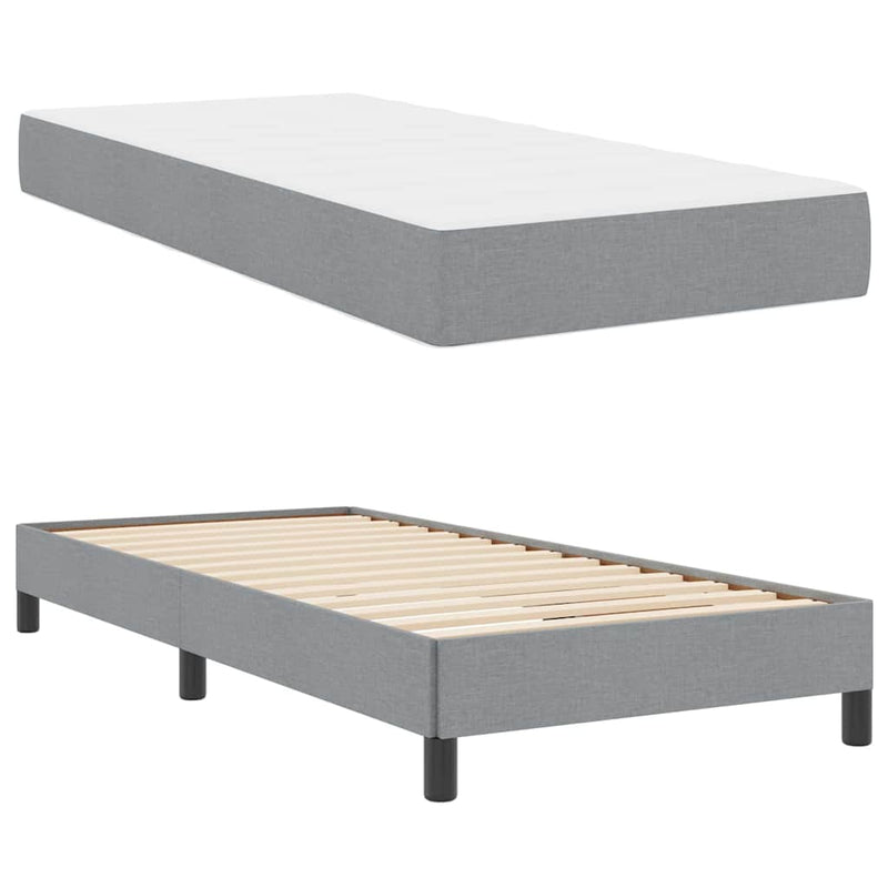 vidaXL Boxrugós ágy matracmal Világosszürke 90 x 190 cm szövet